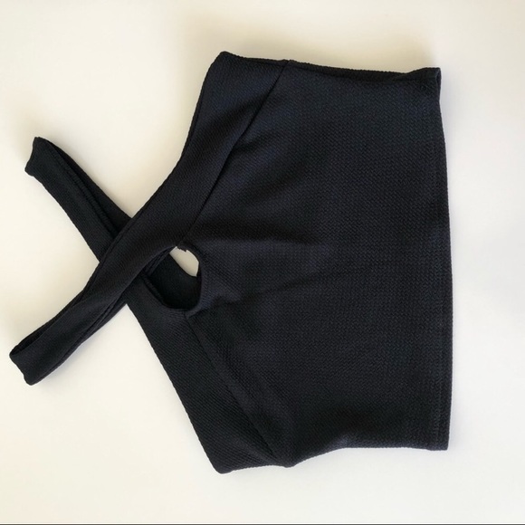 Womens Black & Mustard Crop Top - Picture 2 of 4